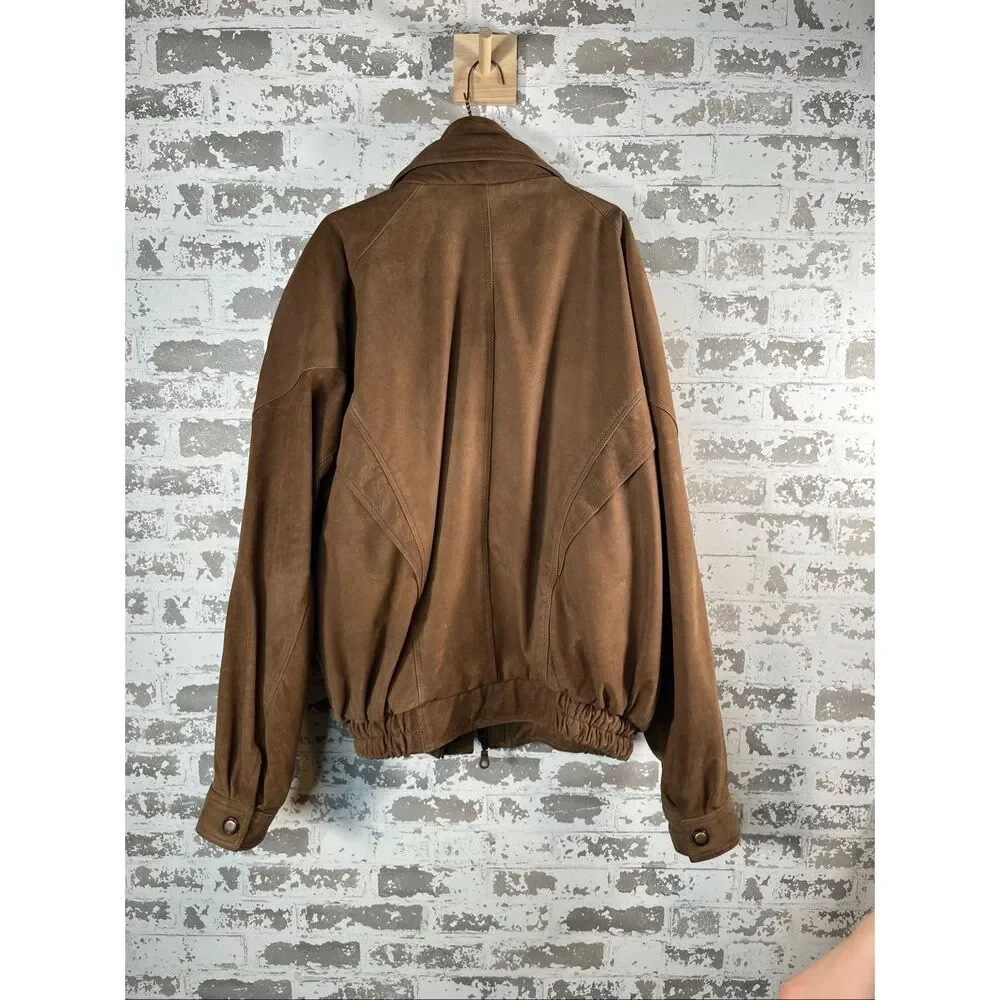 First genuine leather | brown leather bomber jacket with removable lining